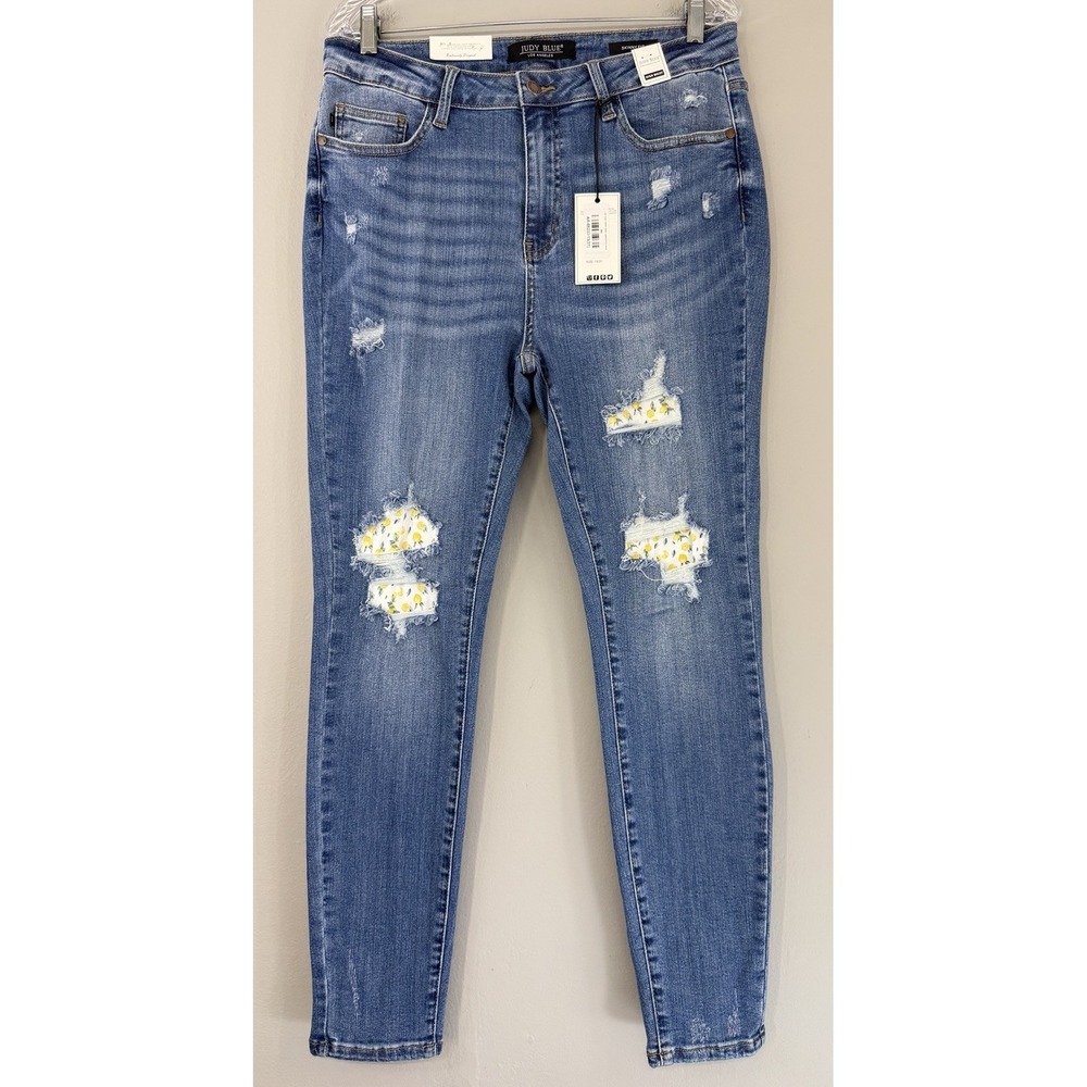 Judy Blue Skinny Fit High Waist Jeans Women's 13/31 Lemon Patch Stretch Denim